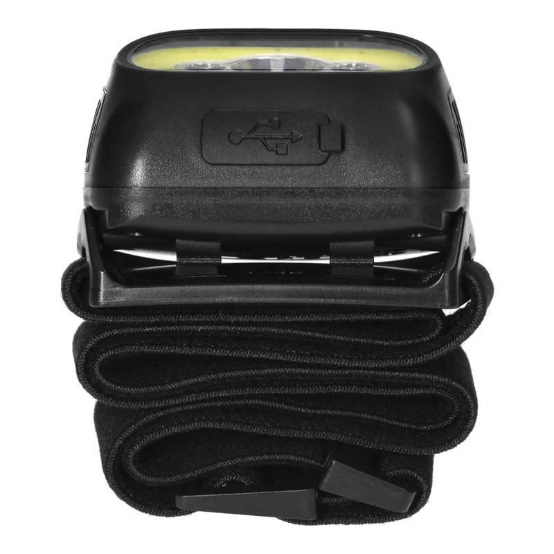 LED COB + LED Stirnlampe 3W, Berührungsloser Schalter, 1200mAh Akku, Schwarz