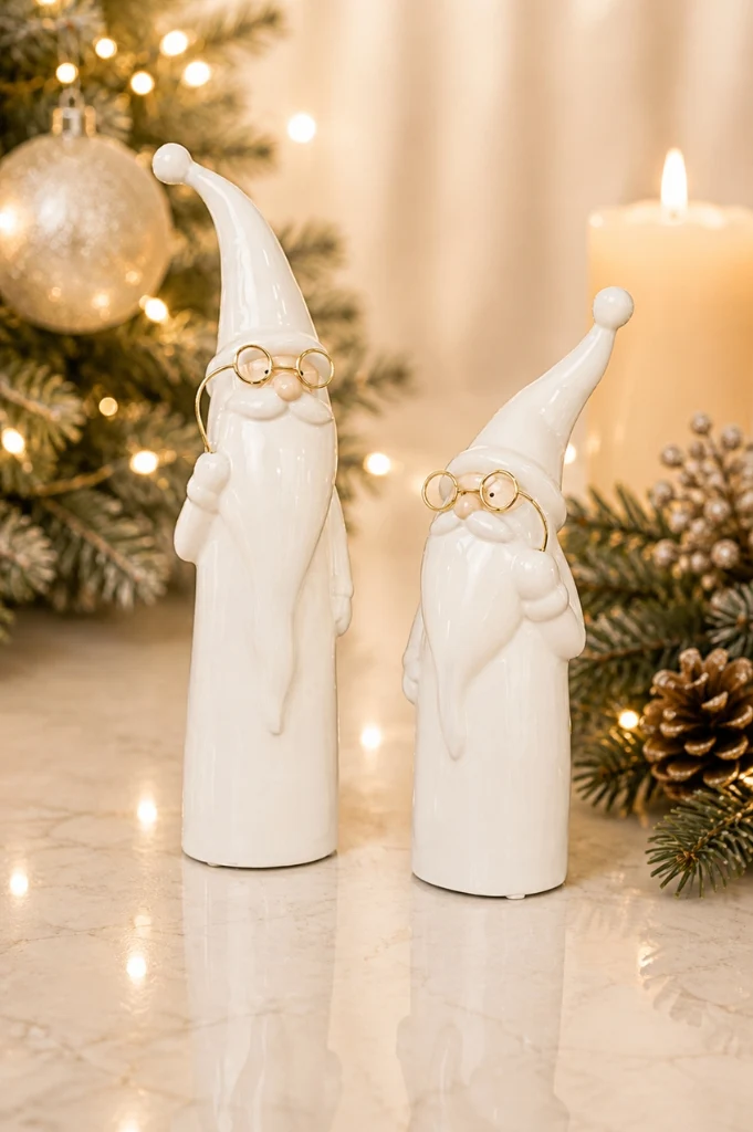 Deko Santa Sergio mit Brille creme-weiß