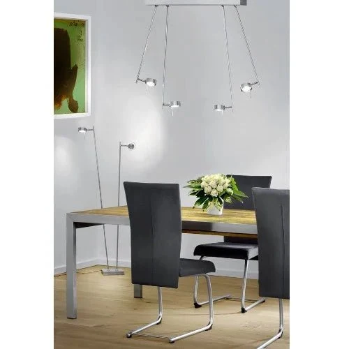 Verstellbare LED Deckenleuchte BLING 4-flammig – moderne Pendelleuchte Chrom matt