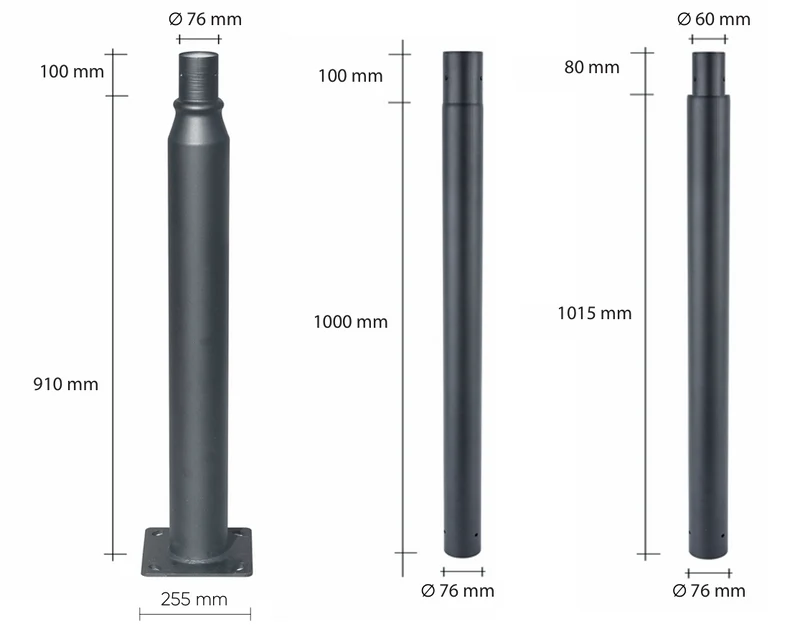 Straßenleuchte Lichtmast Schwarz – Höhenverstellbar 2–4m, wetterfest & stabil