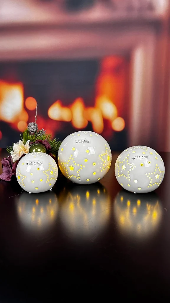 Deko Lichtkugel Tazzola creme LED