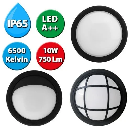 Odense LED Außen Decken-/Wandleuchte IP65 schwarz 10W 750lm – inkl. Gitter & Blende