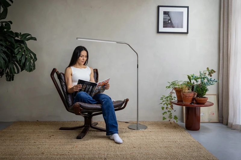 Slimline 4 Floor Lamp - Brushed Steel