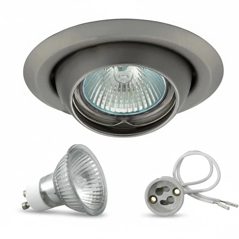 Halogen Einbaustrahler Set 230 V GU10 – schwenkbar „Saturn“ – Chrom gebürstet