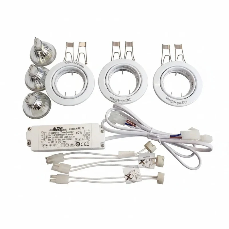 3er Set Einbaustrahler Ron weiß – schwenkbar, 12 V Halogen, inkl. Trafo (Brilliant)