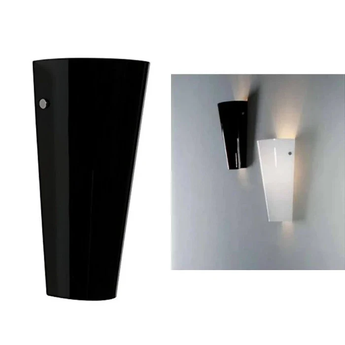 Glas Wandleuchte Leon schwarz – Wandfackel E27, mundgeblasenes Glas, Made in Italy