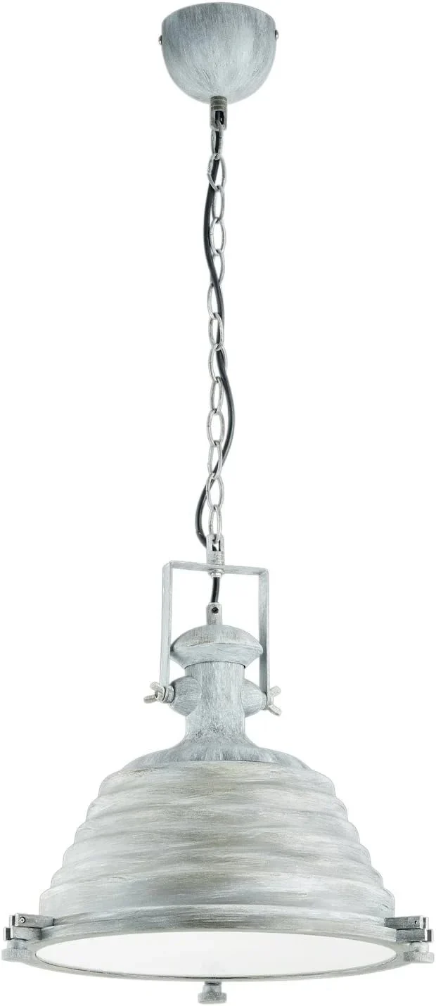 Industrie LOFT Pendellampe YORK – Retro Pendelleuchte antik weiß Ø 35 cm