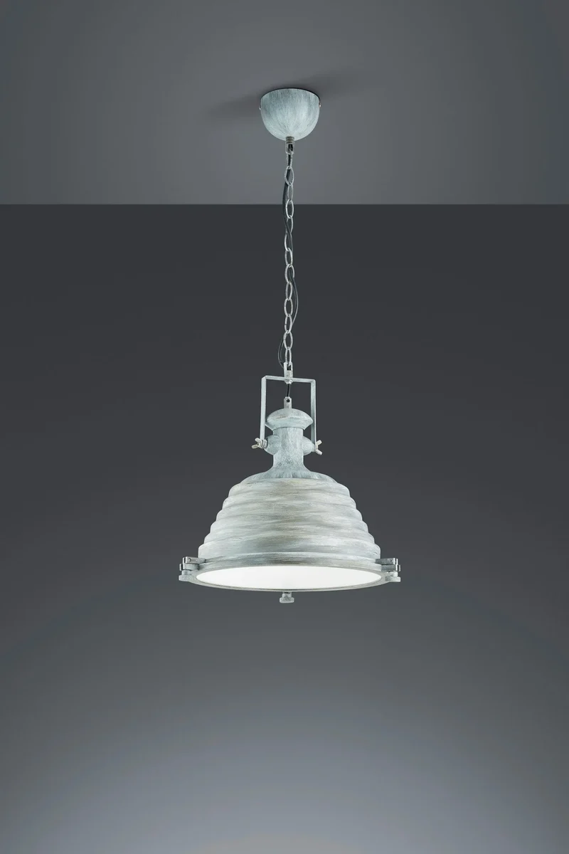 Industrie LOFT Pendellampe YORK – Retro Pendelleuchte antik weiß Ø 35 cm