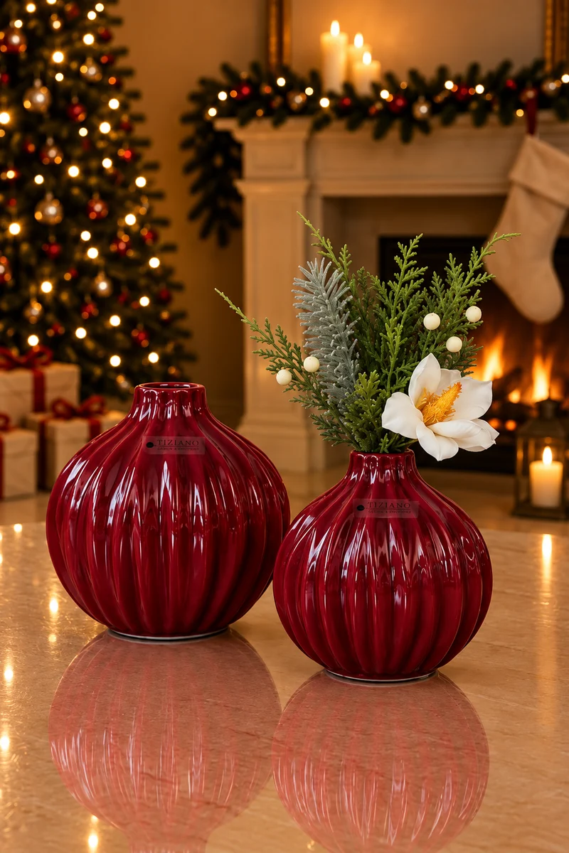 Vase Siena bauchig rot