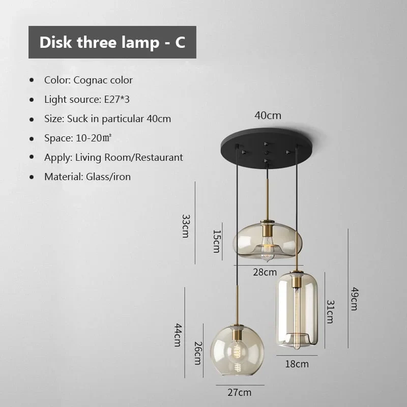 Cognac Glass Pendant | 3-Light | CLLO98620
