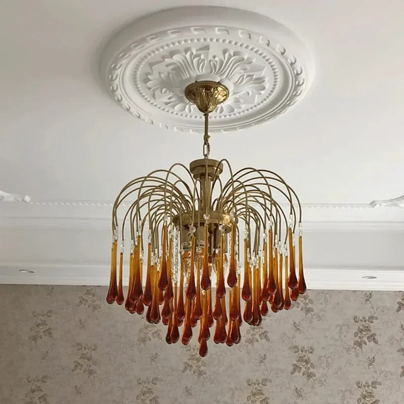 Murano-Style Chandelier | Amber Glass | CL184AWQ