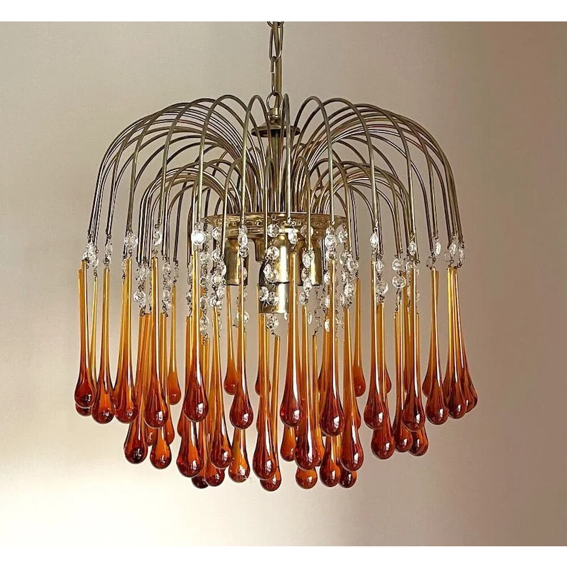 Murano-Style Chandelier | Amber Glass | CL184AWQ