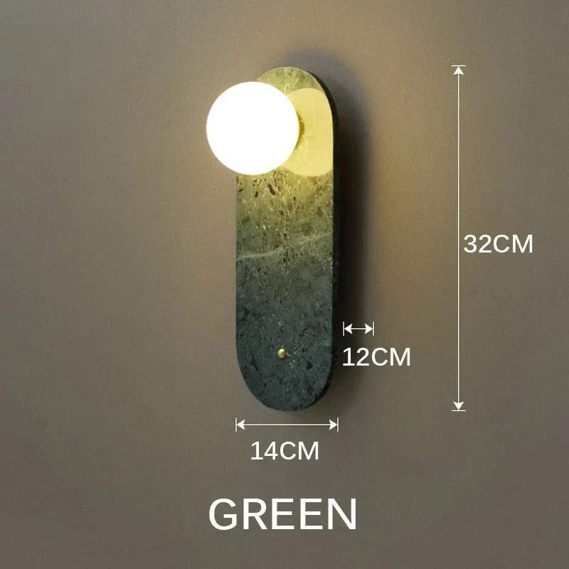 Marble Wall Sconce | Green & White Stone | CLND047