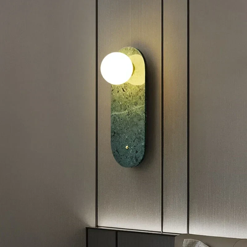 Marble Wall Sconce | Green & White Stone | CLND047
