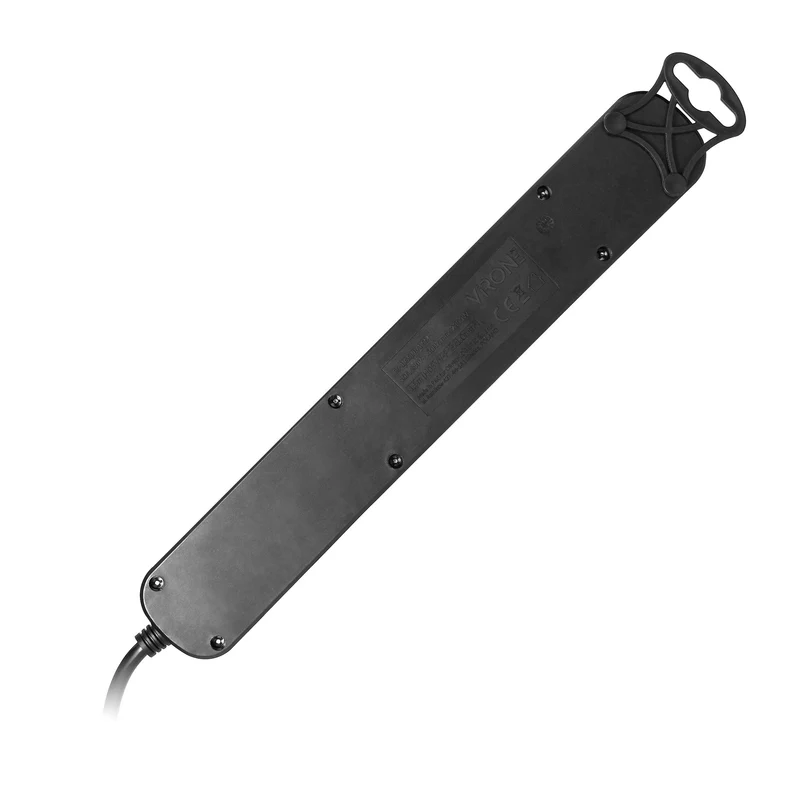 Steckdosenleiste 6-fach (Schuko) Schwarz, Flachstecker, Schalter, 10A