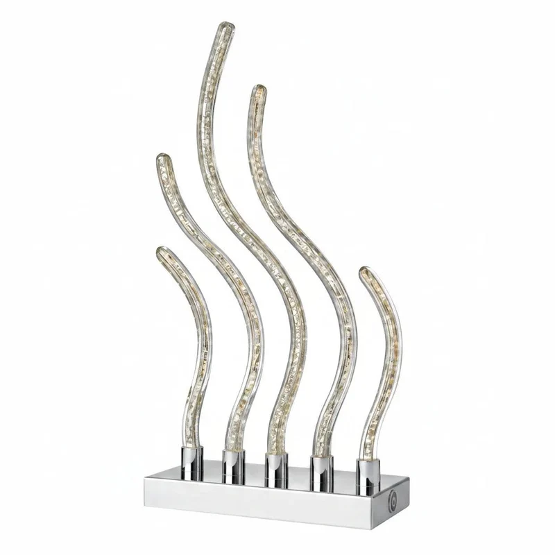 Sompex CLAUDI 5-flammig LED-Tischlampe – Glasstäbe & Chrom, 54 cm, Touchdimmer