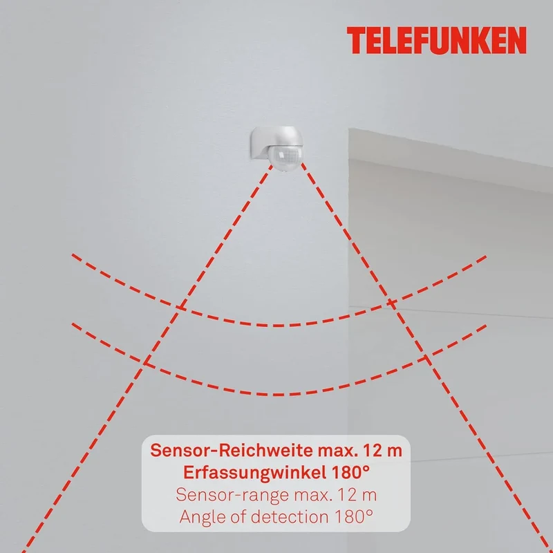 Bewegungsmelder für außen silber Reichweite 12m 180° IP44