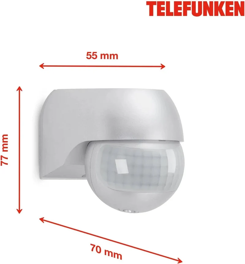 Bewegungsmelder für außen silber Reichweite 12m 180° IP44