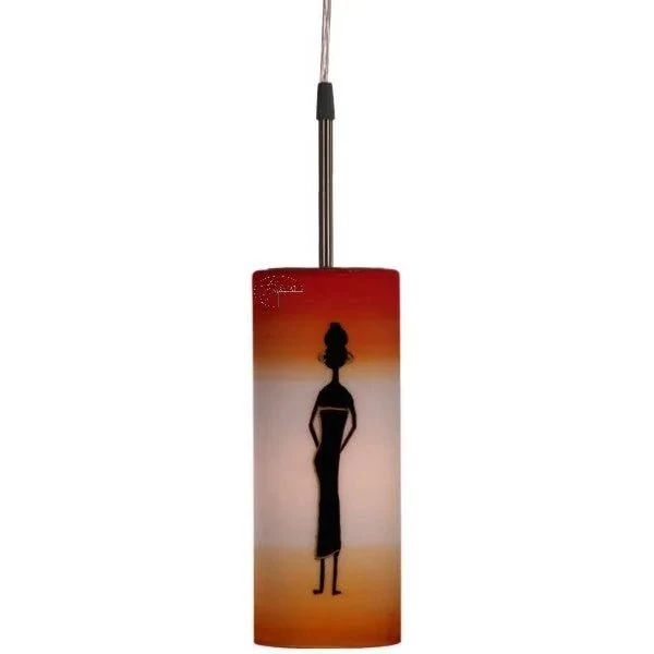 Afrika 1-flammige Hängeleuchte – handbemalte Glas-Pendelleuchte in buntem Design