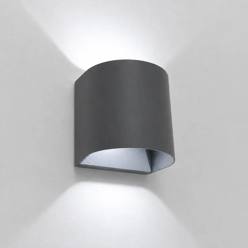 LED Außenwandleuchte Up & Down gewölbt – anthrazit – IP54 – 10,6 W – Fischer