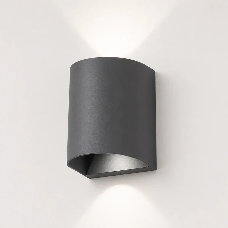 LED Außenwandleuchte Up & Down gewölbt – anthrazit – IP54 – 10,6 W – Fischer