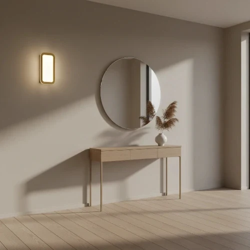 LED Wandleuchte Hendrik mit Schalter – Messing Gold, flach 5,5 cm, 880 lm, warmweiß