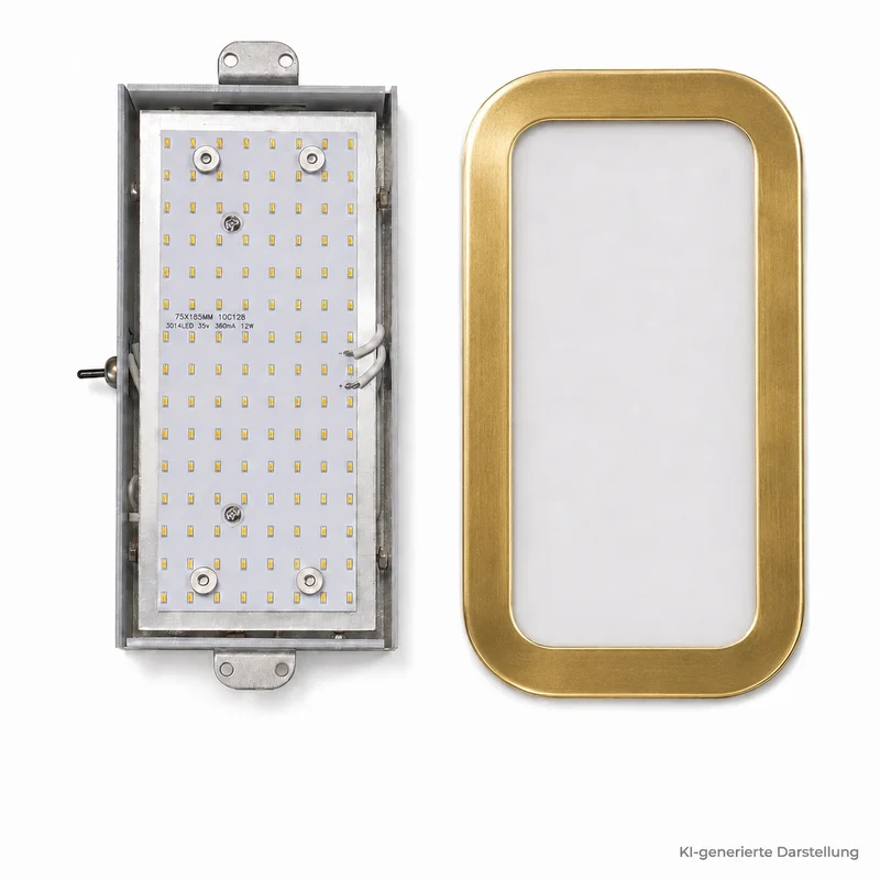 LED Wandleuchte Hendrik mit Schalter – Messing Gold, flach 5,5 cm, 880 lm, warmweiß