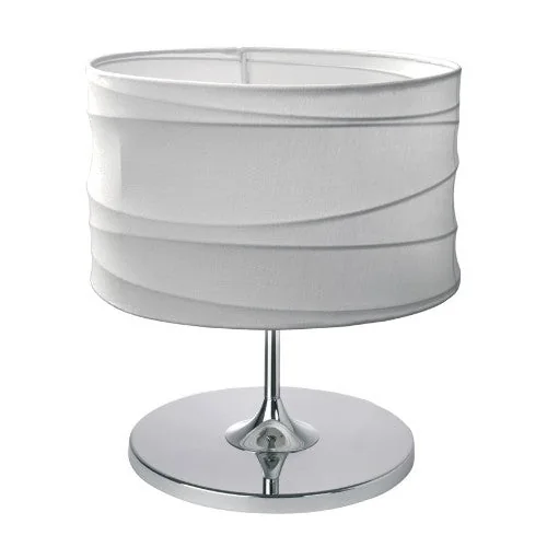 Sompex LUPO Tischlampe mit weißem Stoffschirm Ø 42 cm – Chrom, E27