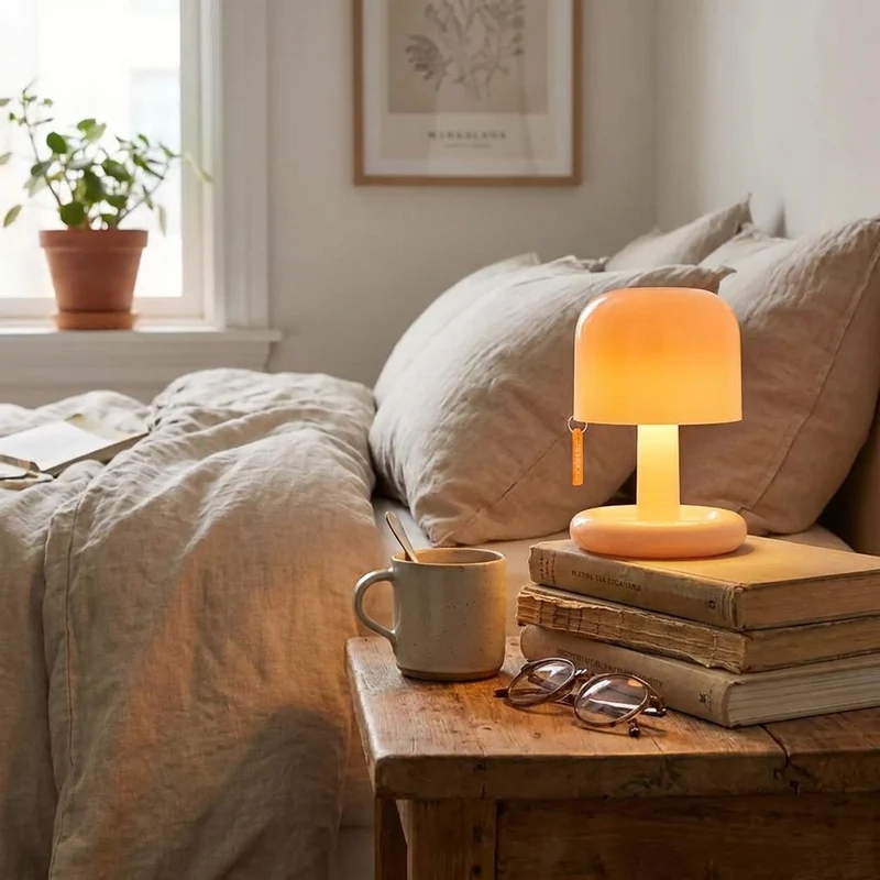 Pilzförmige Akku-Tischlampe LED für Café und Schlafzimmer Nachtlicht