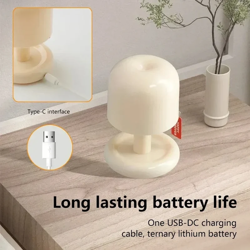 Pilzförmige Akku-Tischlampe LED für Café und Schlafzimmer Nachtlicht