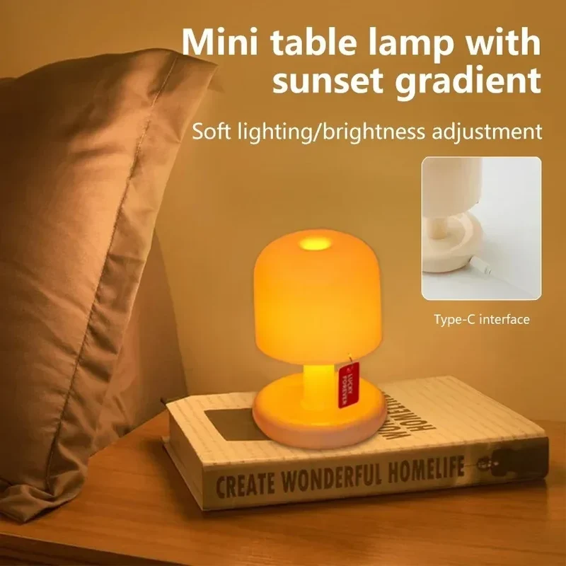 Pilzförmige Akku-Tischlampe LED für Café und Schlafzimmer Nachtlicht