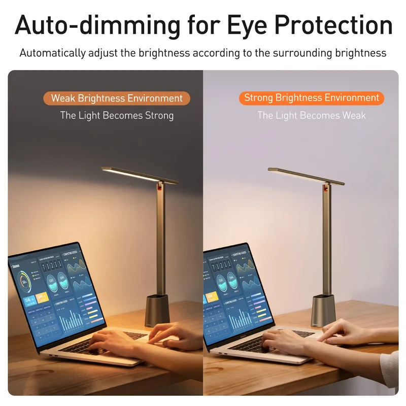 Augenschonende LED Schreibtischlampe dimmbar aus Aluminium für Büro und Lernen