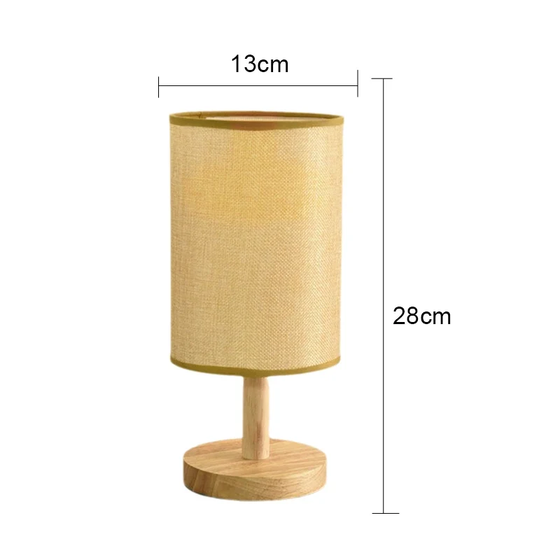 Japanisch inspirierte Tischlampe aus Stoff und Holz für Schlafzimmer und Hotel
