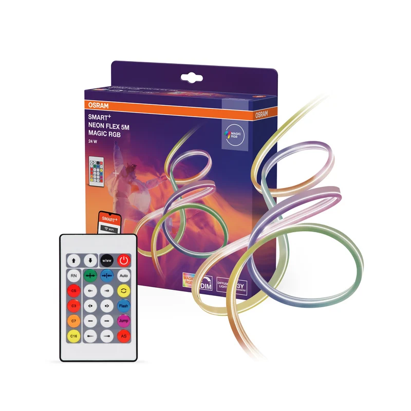 OSRAM Wifi SMART+ NEON FLEX MAGIC RGB LED-Lichtstreifen, 5m, 24W, mit Fernbedienung