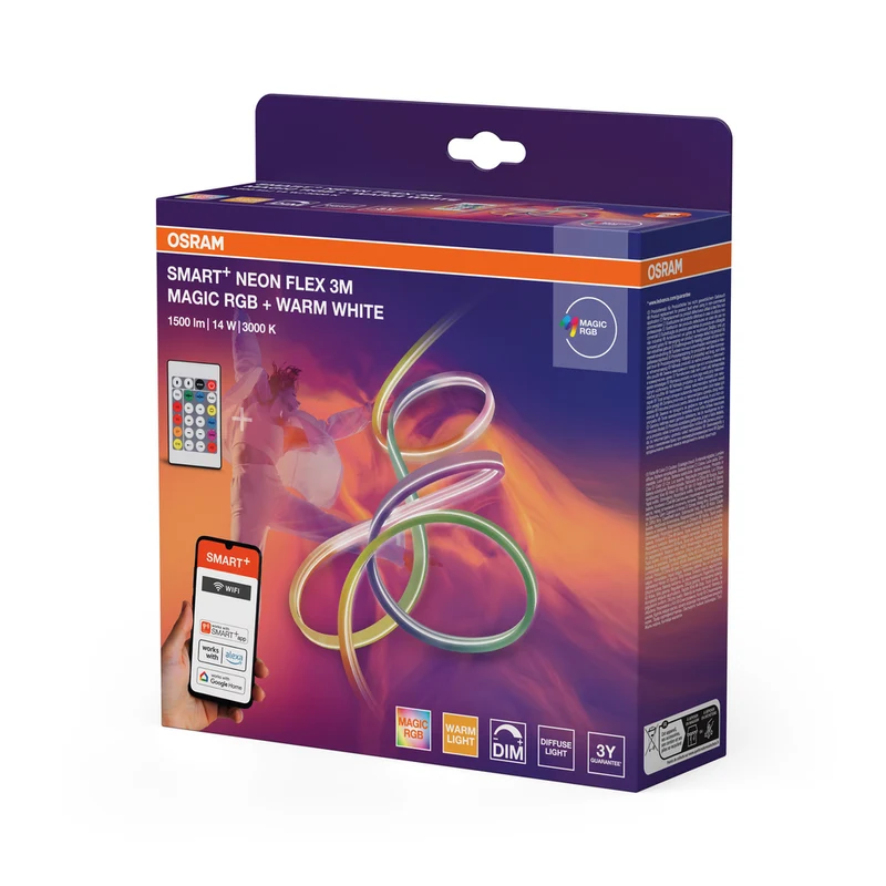 OSRAM Wifi SMART+ NEON FLEX MAGIC RGB + TUNABLE WHITE LED-Lichtstreifen, 3m, 15W, mit Fernbedienung