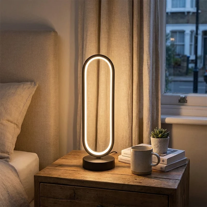 Runde LED Ring-Tischlampe mit Touch-Dimmer für Schlafzimmer und Wohnzimmer