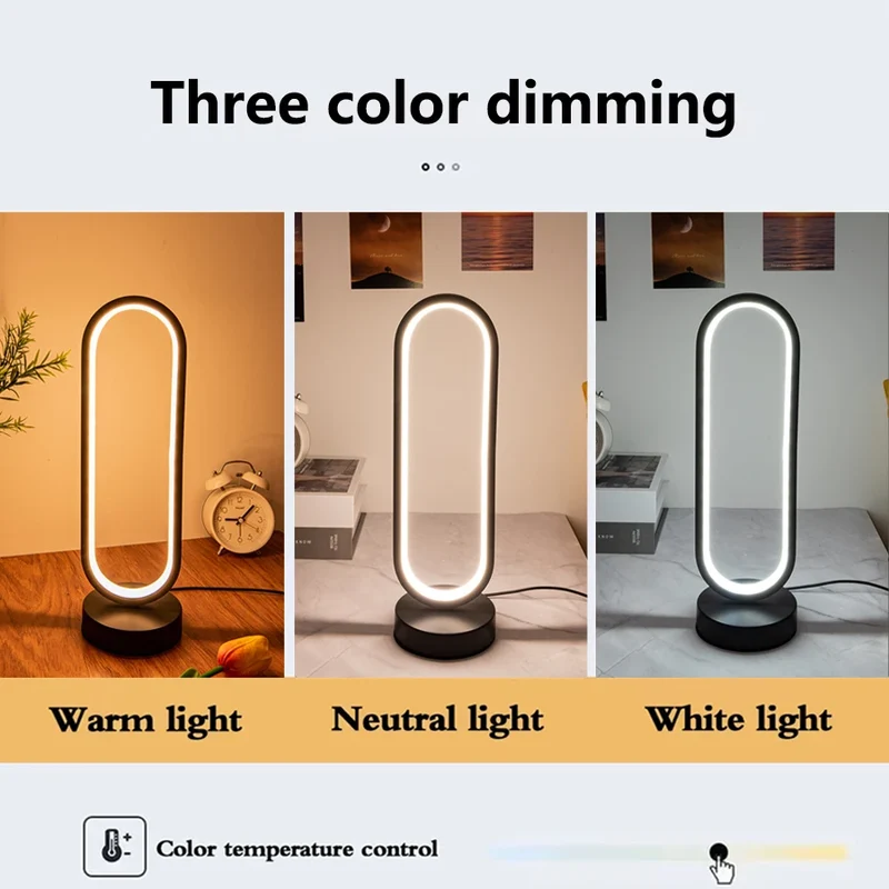 Runde LED Ring-Tischlampe mit Touch-Dimmer für Schlafzimmer und Wohnzimmer