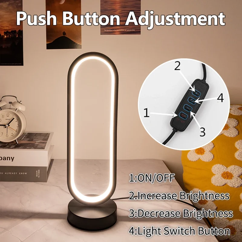 Runde LED Ring-Tischlampe mit Touch-Dimmer für Schlafzimmer und Wohnzimmer