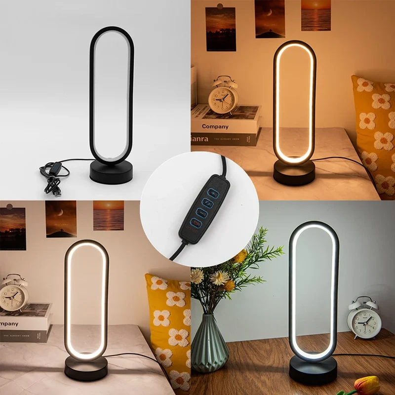 Runde LED Ring-Tischlampe mit Touch-Dimmer für Schlafzimmer und Wohnzimmer