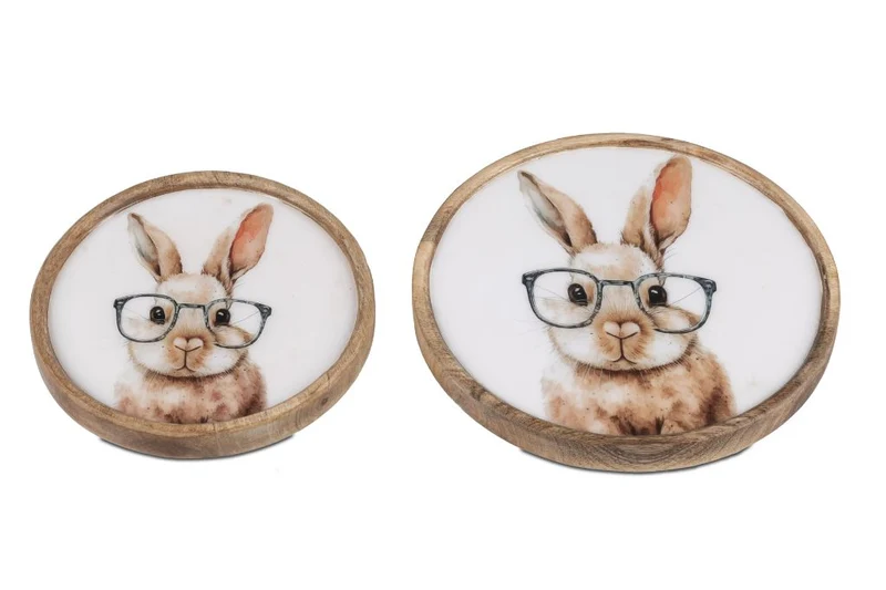 Deko Teller mit Hase Mangoholz