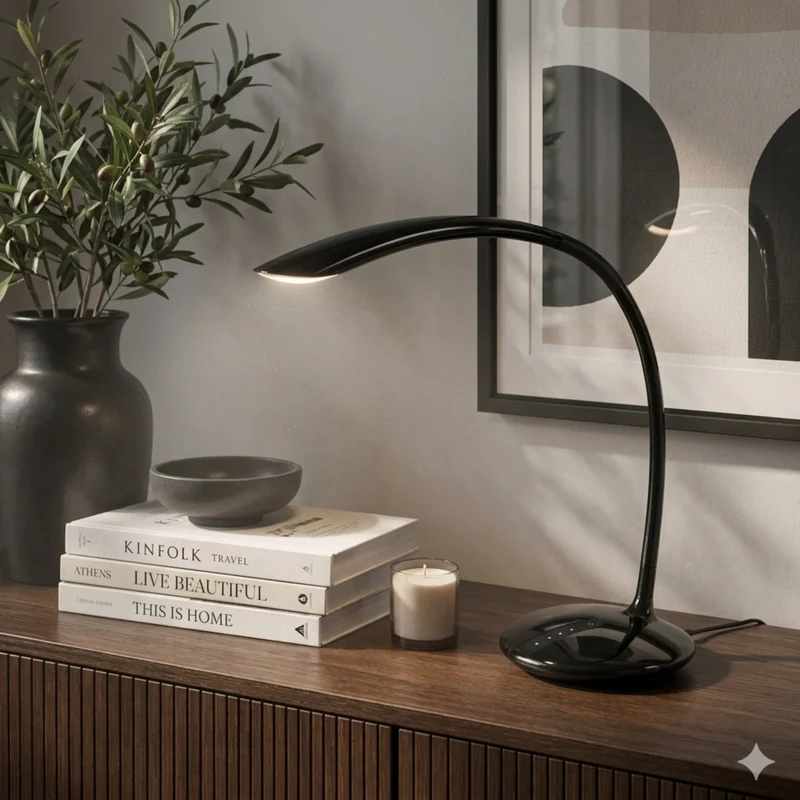 Design LED Schreibtischleuchte CALLA Schwarz – dimmbar 6W Büro- & Tischlampe von Sompex