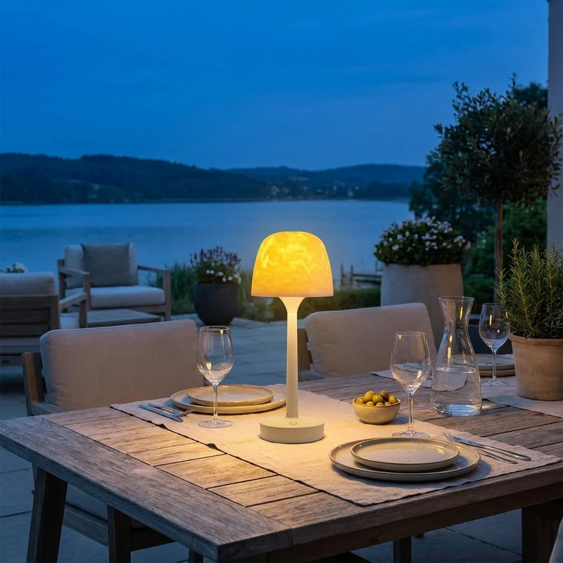 Wassermaserung Pilz-Tischlampe dimmbar für Hotelbar und Wohnzimmer