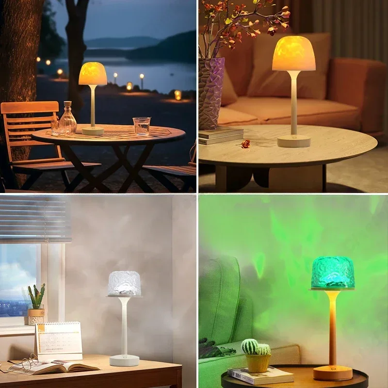 Wassermaserung Pilz-Tischlampe dimmbar für Hotelbar und Wohnzimmer
