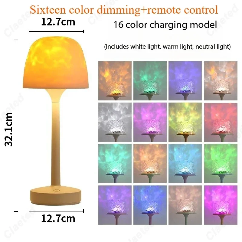 Wassermaserung Pilz-Tischlampe dimmbar für Hotelbar und Wohnzimmer