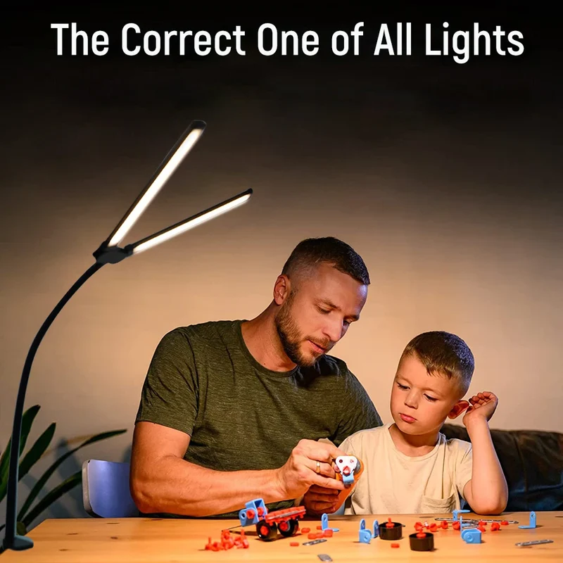 LED Schreibtischlampe mit Doppelkopf und Klemme für Homeoffice und Büro