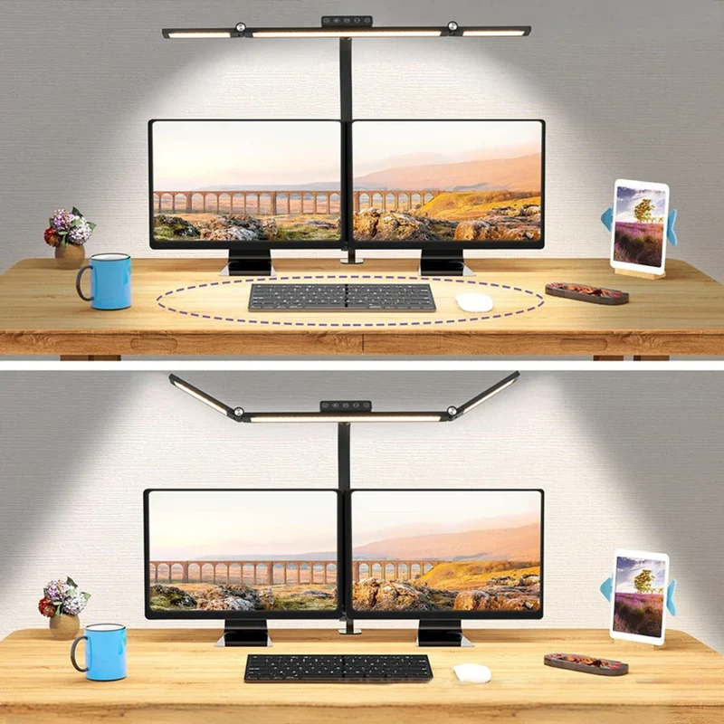 LED Schreibtischlampe mit Doppelkopf und Klemme für Homeoffice und Büro