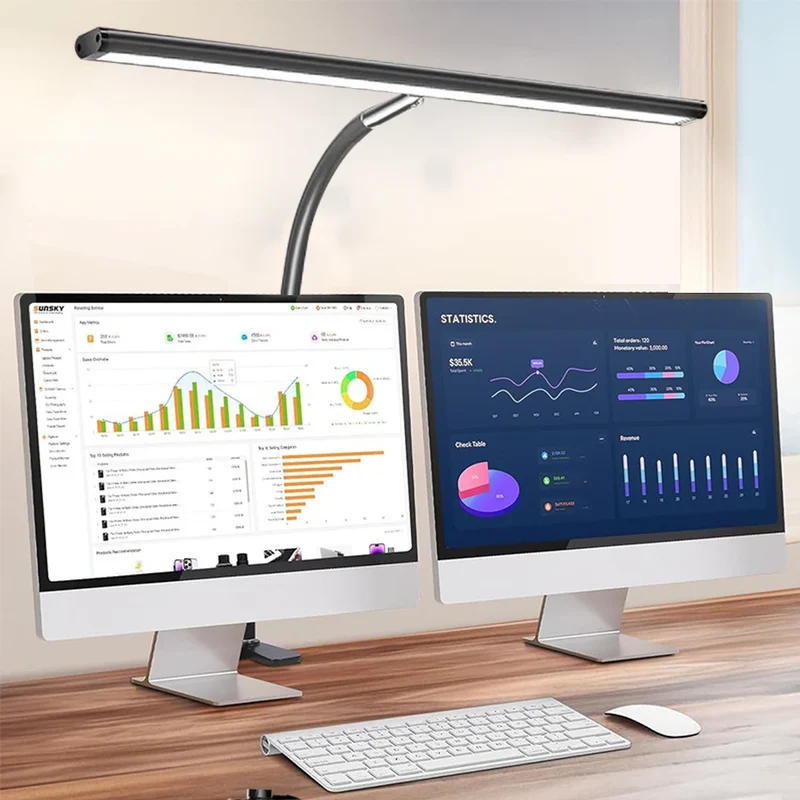 LED Schreibtischlampe mit Doppelkopf und Klemme für Homeoffice und Büro