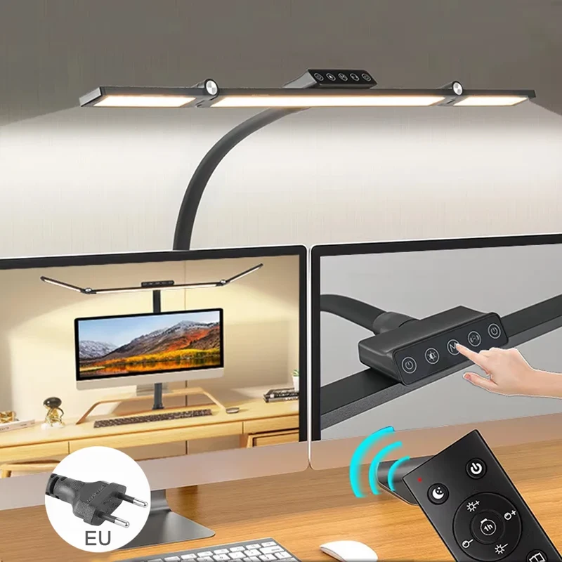 LED Schreibtischlampe mit Doppelkopf und Klemme für Homeoffice und Büro