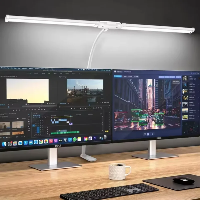 LED Schreibtischlampe mit Doppelkopf und Klemme für Homeoffice und Büro