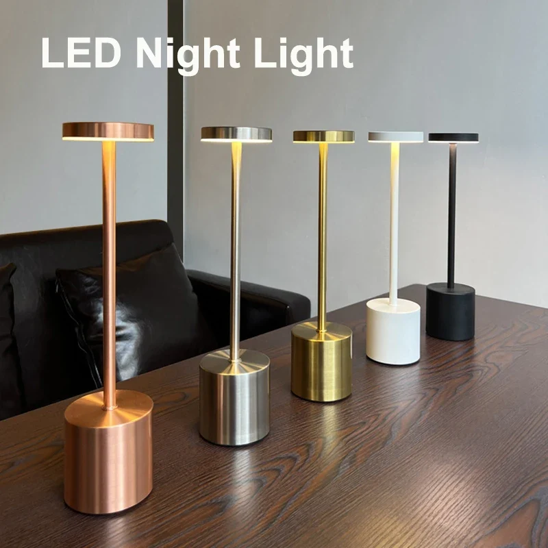 Nordische Akku-Tischlampe in Gelb mit Touch-Dimmer für Restaurant und Heimbar